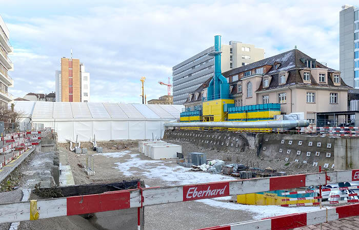 Excavation in area 1040 on construction site A.