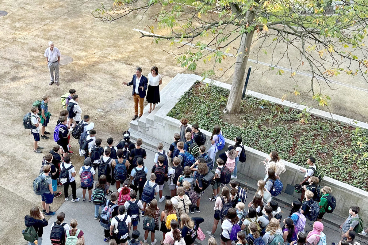 The view of the school grounds.